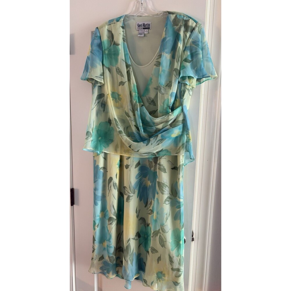 Sherri Martin VTG Pastel Size  18W  Formal Midi Chiffon Fully Lined Formal Dress - Picture 2 of 16